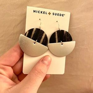 Nickel and Suede Silver Satin Luna Earrings
